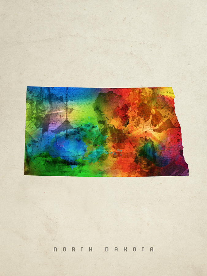 675x900 North Dakota State Map 03 Painting By Aged Pixel - Dakota Painting