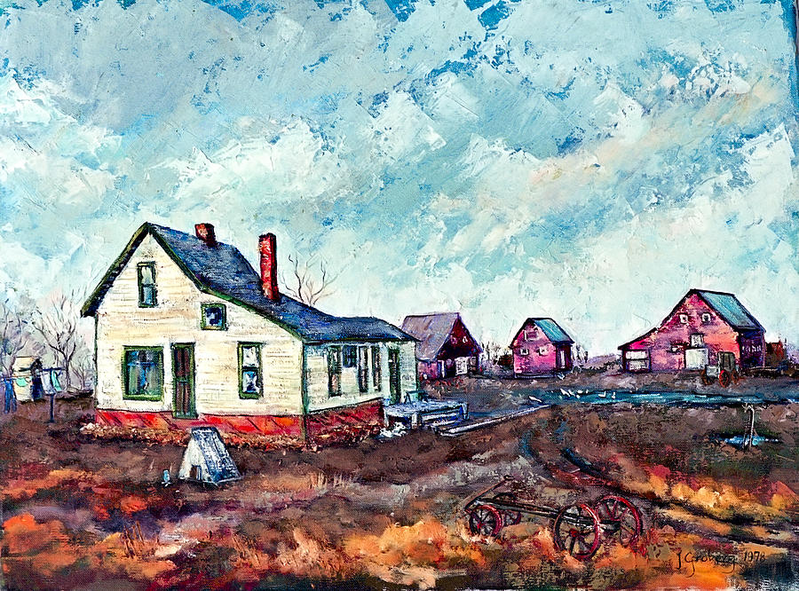 900x666 Old South Dakota Farm Painting By Jean Groberg - Dakota Painting