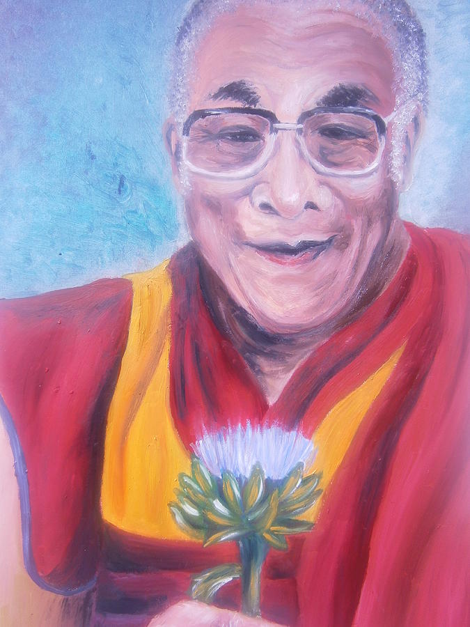 675x900 Dalai Lama Peacend Harmony Painting By Bj - Dalai Lama Painting