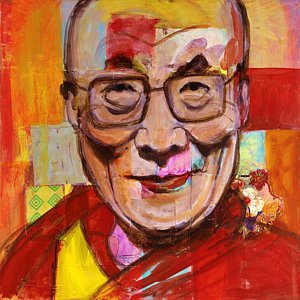300x300 Orange Dalai Lama Painting By Melinda Jones - Dalai Lama Painting