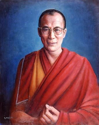 342x432 Portrait In Oil And Egg Tempera Of The Dalai Lama By Brigid Marlin - Dalai Lama Painting