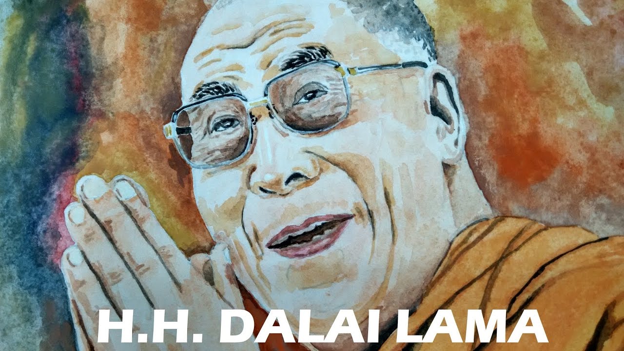1280x720 Water Colour Portrait Painting Demo Dalai Lama - Dalai Lama Painting