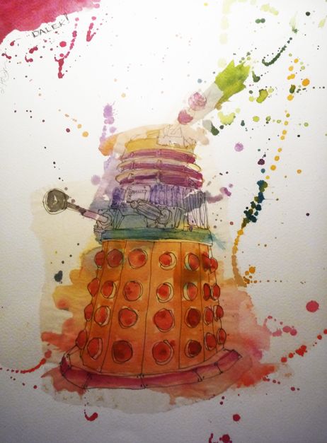462x627 Dalek Watercolor Painting Oh Man. Ag - Dalek Painting