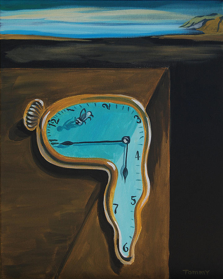 720x900 My Melting Clock Painting By Tommy Midyette - Dali Clock Painting