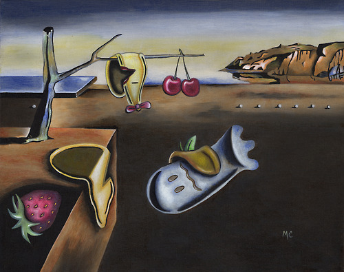 500x395 Dali Long Legged Birds - Dali Clock Painting