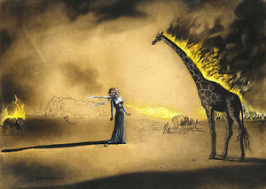 300x214 Salvador Dali Burning Giraffe Reproduction Of Painting 8x12 Canvas - Dali Painting
