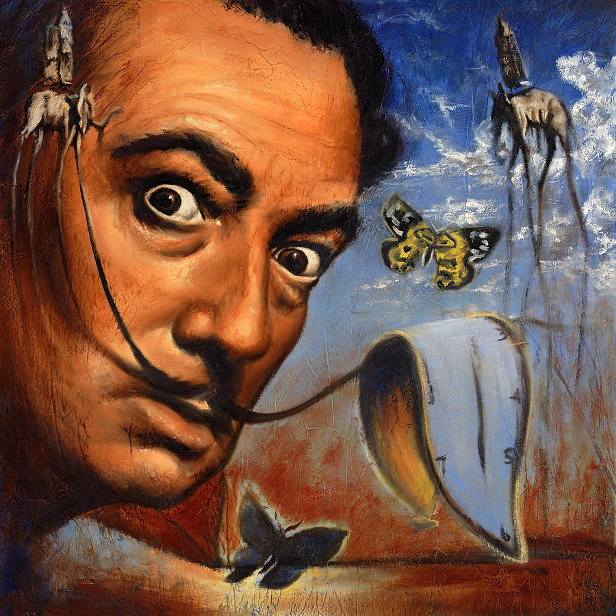 900x900 Salvador Dali Portrait Painting By Travis Knight - Dali Painting