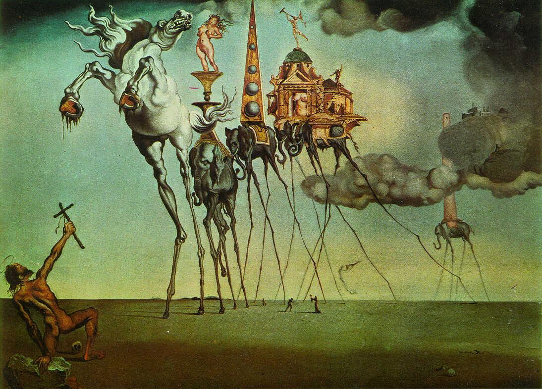 1094x786 2018 Abstract Painting ,salvador Dali,oil On Canvas,the Temptation - Dali Painting