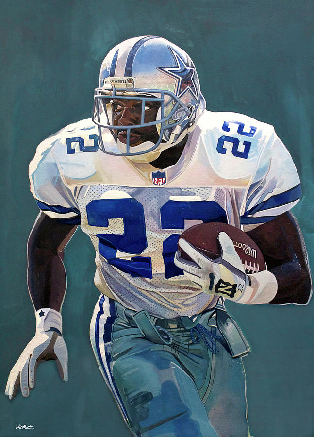 647x900 Emmitt Smith - Dallas Cowboys Painting