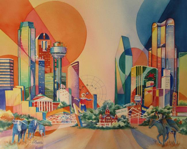 650x518 Stunning Dallas Cityscape Painting Reproductions For Sale - Dallas Skyline Painting