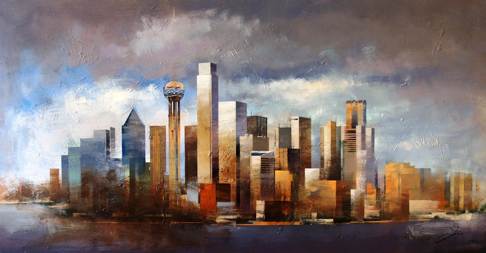 1000x521 Terra Firma Architecture And Landscape - Dallas Skyline Painting