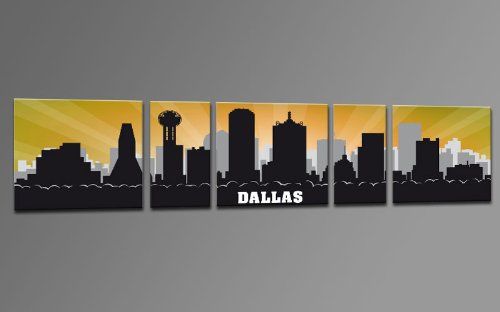 500x312 Xxl Wallart Usa Panorama City Skyline Dallas Orange Retro Canvas 5 - Dallas Skyline Painting
