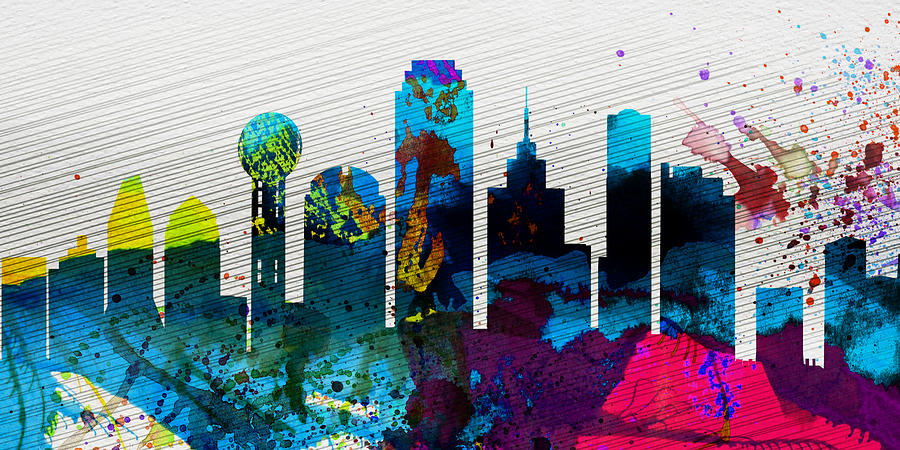 900x450 Dallas City Skyline Painting By Naxart Studio - Dallas Skyline Painting
