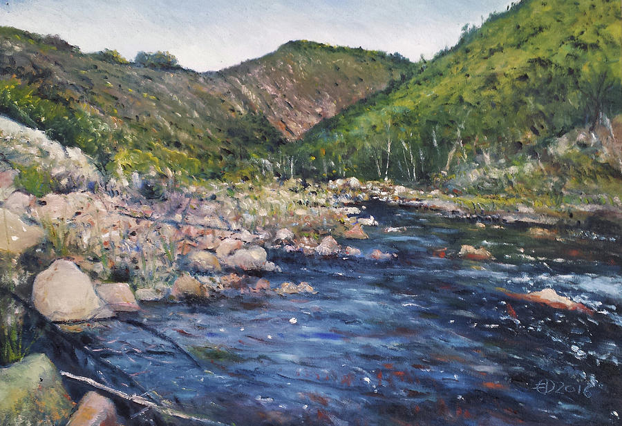 900x617 Duivenhoks Dam Heidelberg South Africa 2016 Painting By Enver Larney - Dam Painting