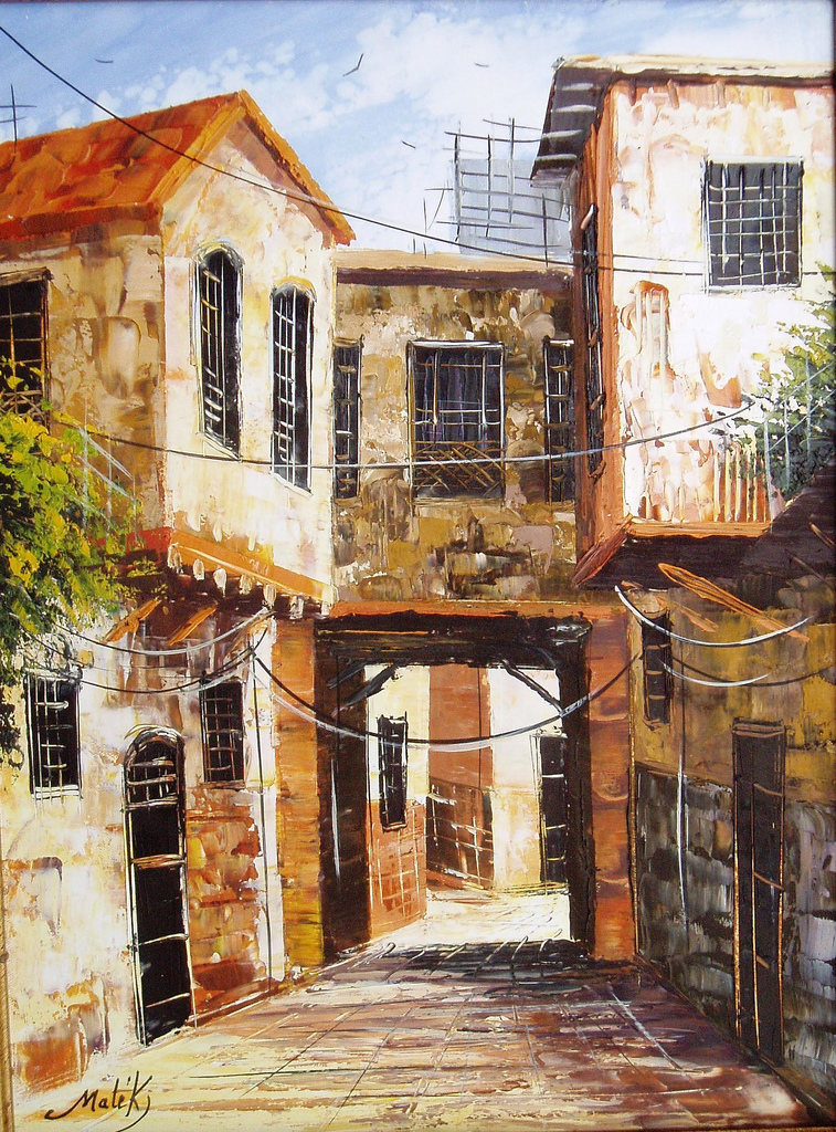 757x1024 Old Damascus Painting Sami Deeb - Damascus Painting