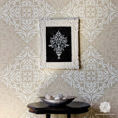 236x236 Fortuny Wall Stencil Designs., Large And Silk - Damask Painting