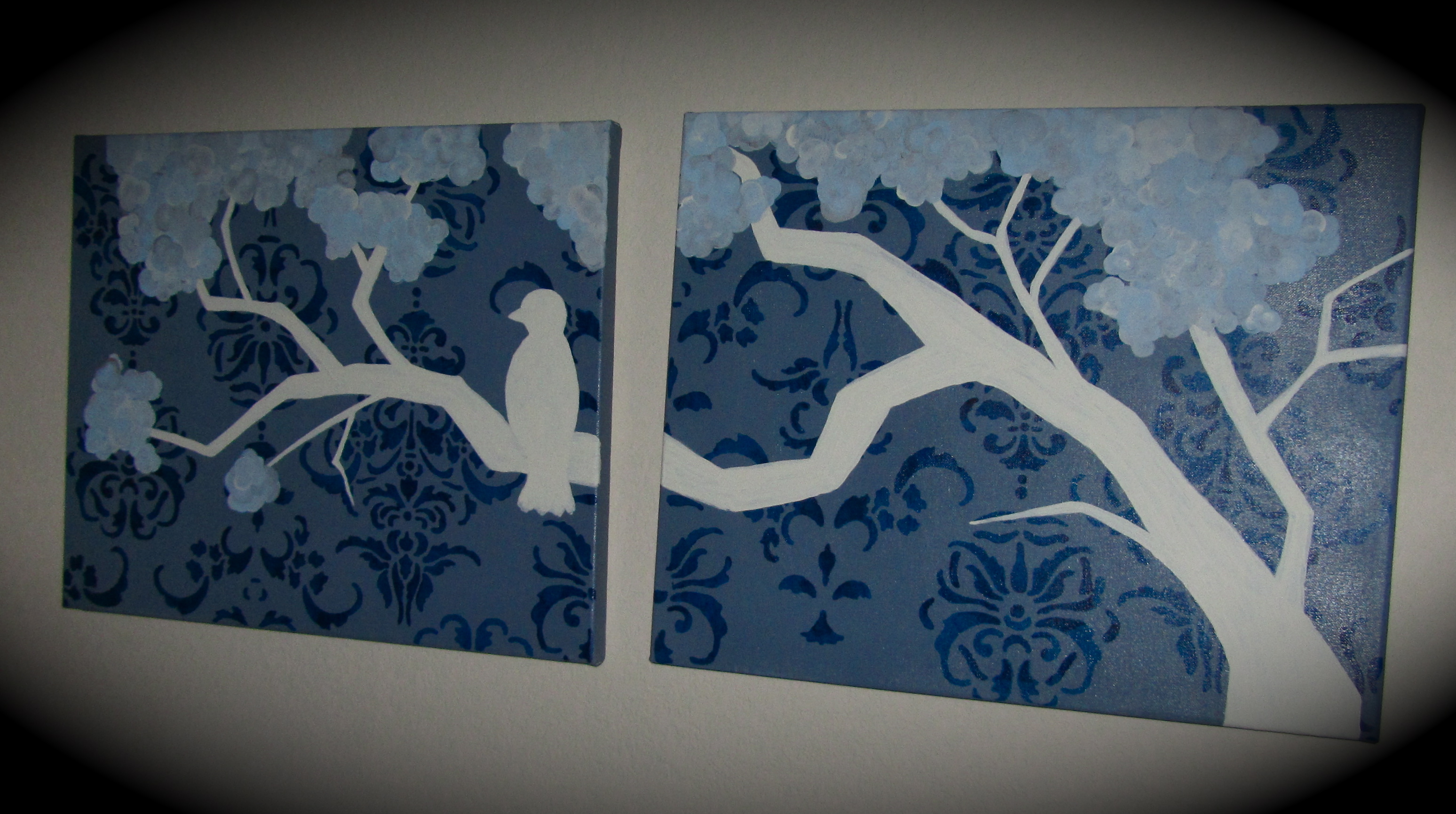 3096x1730 Blue Damask Painting Fashionforwardfoodie - Damask Painting