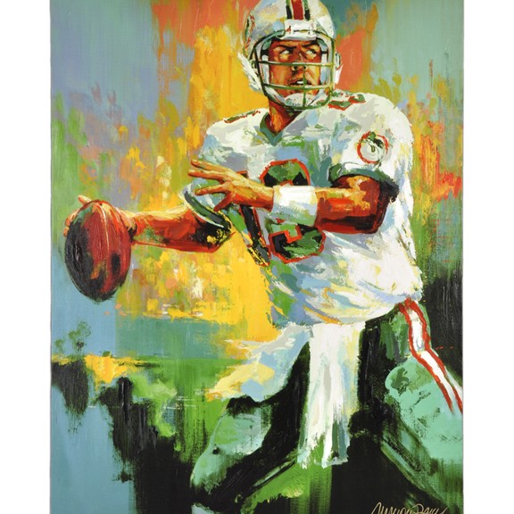 576x576 Dan Marino Miami Dolphins Artist Enhanced 36 X 48 Giclee Painted - Dan Marino Painting