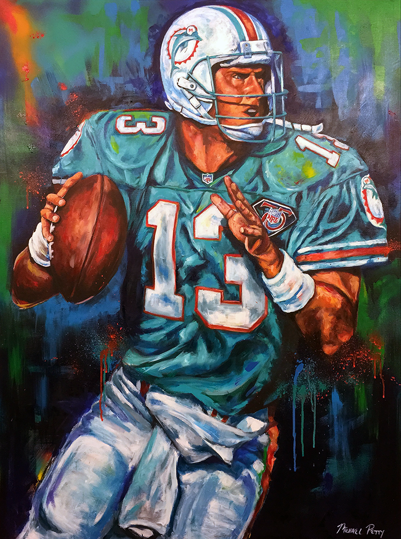 800x1073 Dan Marino Canvas Giclee Michael Petty Art - Dan Marino Painting
