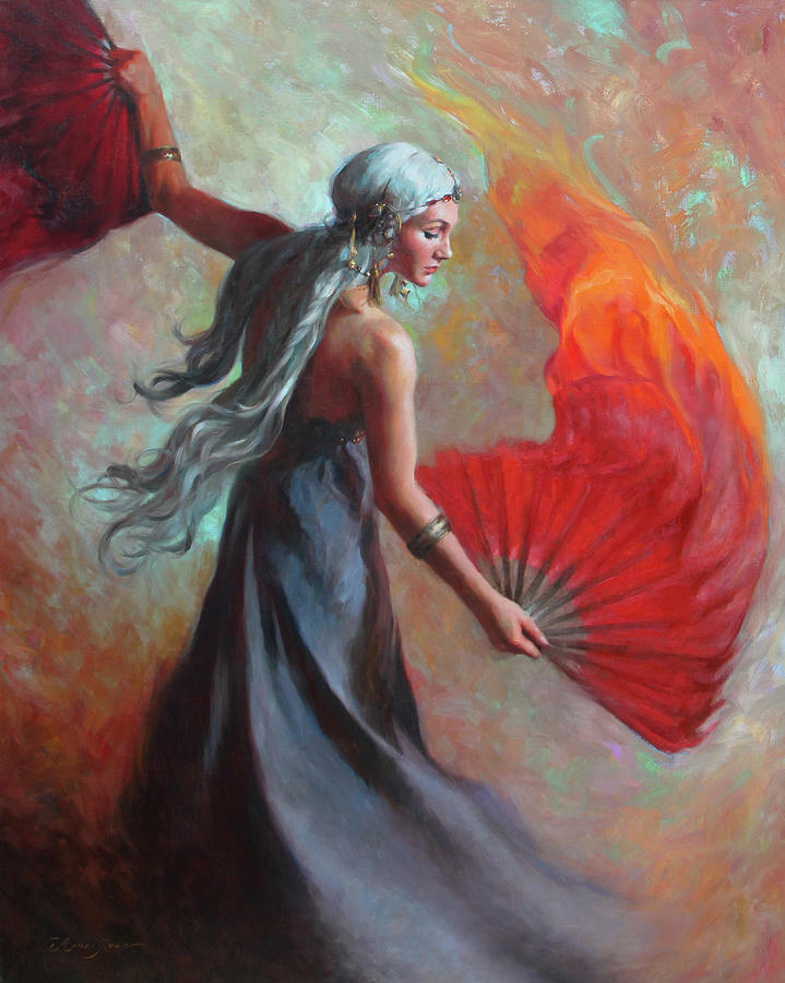 719x900 Fire Dance Painting By Anna Rose Bain - Dance Painting