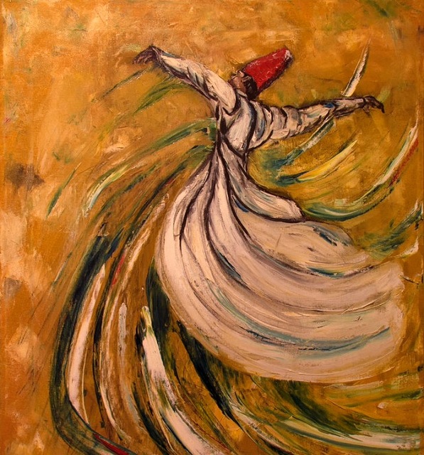 597x640 Laraib Yousaf Artwork Sufi Original Painting Acrylic Dance Art - Dance Painting