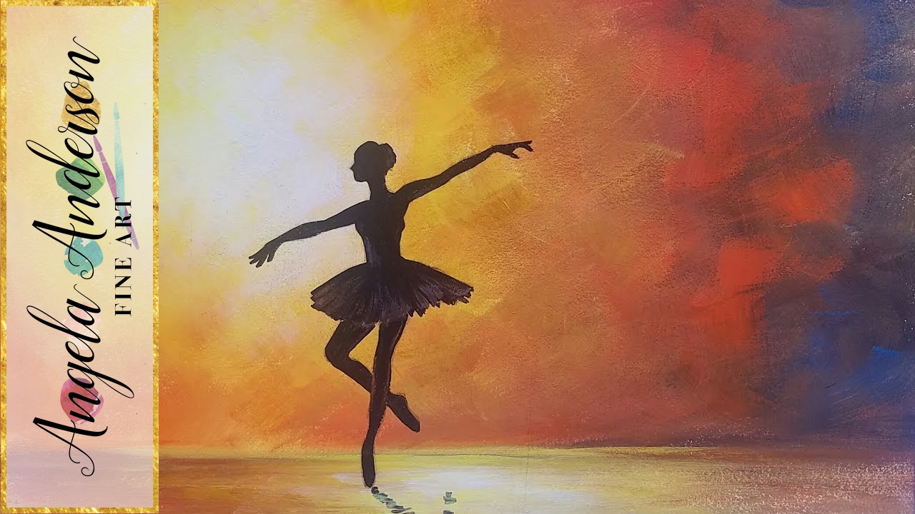 1280x720 Ballerina Silhouette Impressionist Acrylic Painting On Canvas - Dance Painting