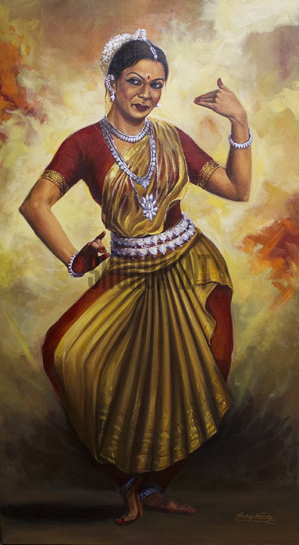 583x1060 Original Painting Of An Indian Classical Dancer Shurua(R)t - Dance Painting Images