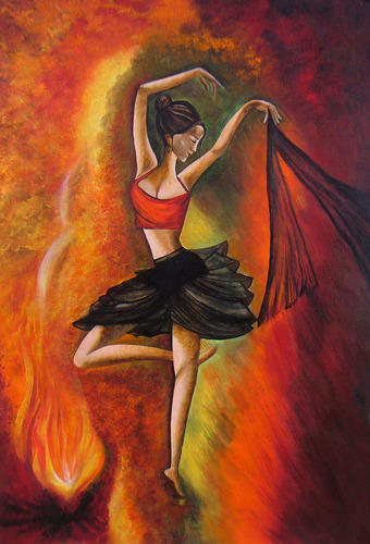 340x500 Sizzling Dance Acrylic Canvas Painting - Dance Painting Images