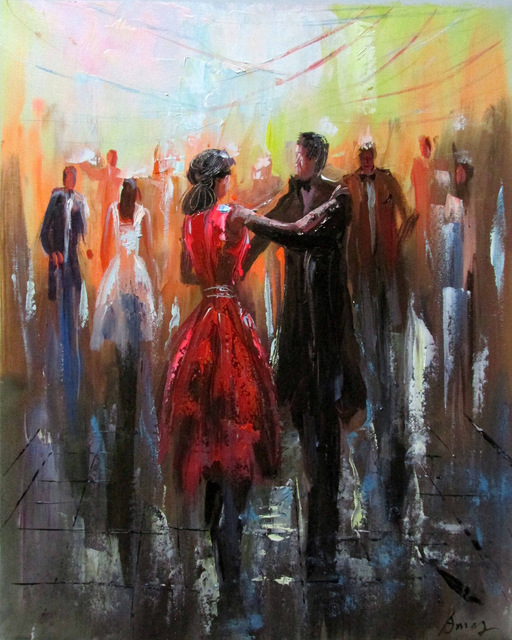 512x640 Romantic Dance Party Hand Painted Canvas Oil Painting - Dance Party Painting