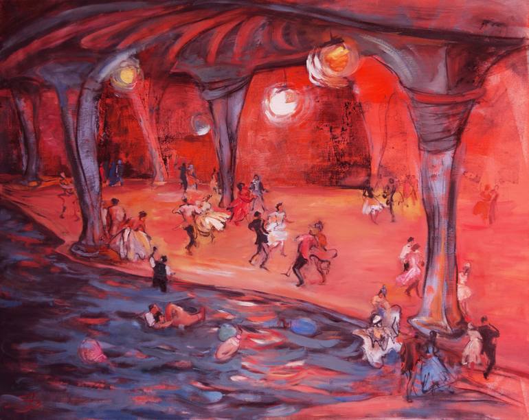 770x612 Saatchi Art Dance Party By The Water Painting By Irina Osleja - Dance Party Painting