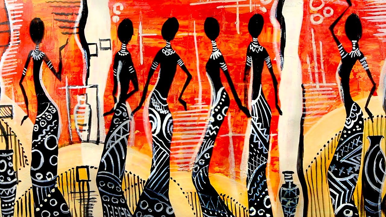 1280x720 How To Paint African Dancer Silhouettes Narrated Art Tutorial - Dancer Silhouette Painting