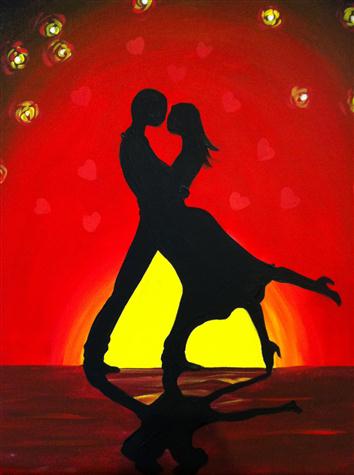 354x475 Silhouette's Of Love - Dancer Silhouette Painting