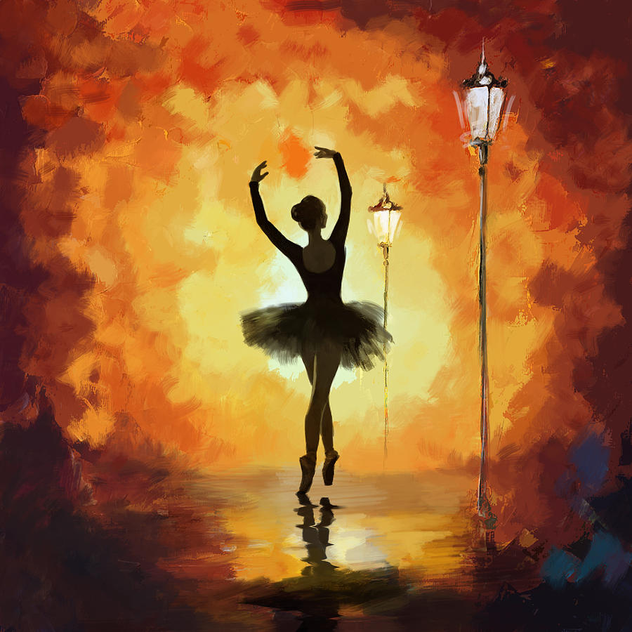 900x900 Ballet Dancer Painting By Corporate Art Task Force - Dancing Ballerina Painting