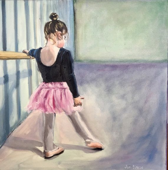 570x577 Original Oil Painting Of Little Girl Ballet Dancing 50x50 Cm - Dancing Ballerina Painting