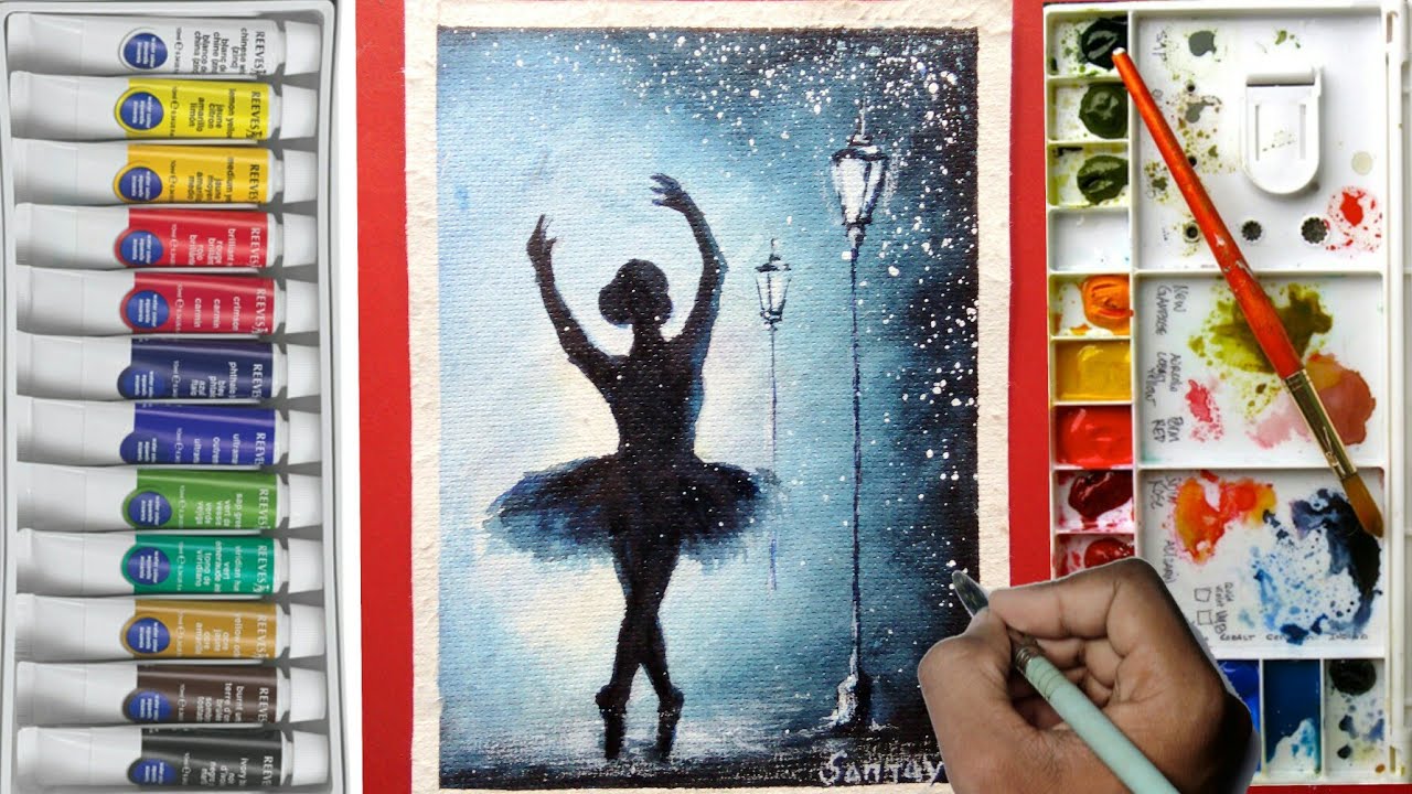 1280x720 Simple Watercolor Ballet Dancer Painting Tutorial For Beginners - Dancing Ballerina Painting