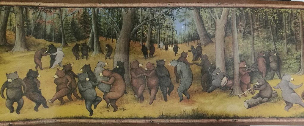 1023x427 Dancing Bears Forest Party Kids Border Wallpaper Brokers Stock - Dancing Bears Painting