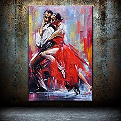 425x425 100% Genuine Real Hand Painted Dancing Couple Of Tango - Dancing Couple Painting