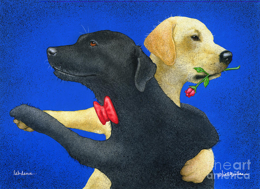 900x655 Lab Dance Painting By Will Bullas - Dancing Dog Painting