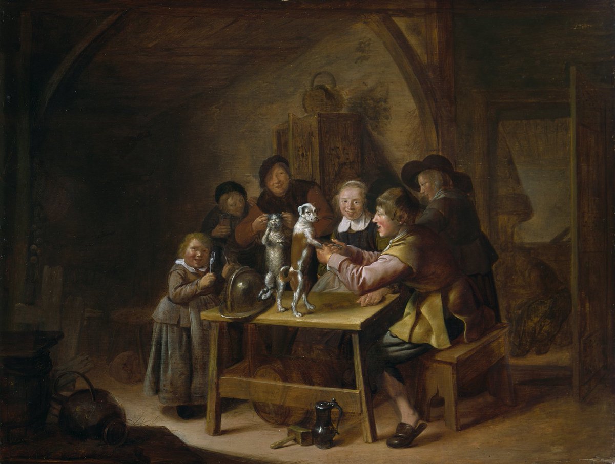 1200x906 Peasants Teaching A Cat And Dog To Dance - Dancing Dog Painting