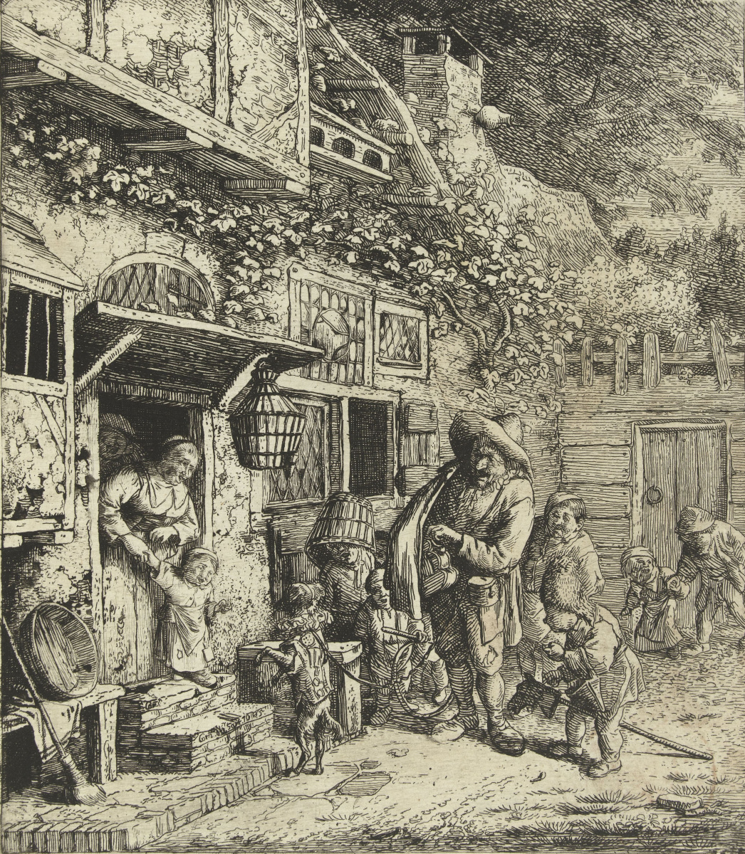 1046x1200 The Organ Grinder With A Dancing Dog By Cornelis Dyusart History - Dancing Dog Painting
