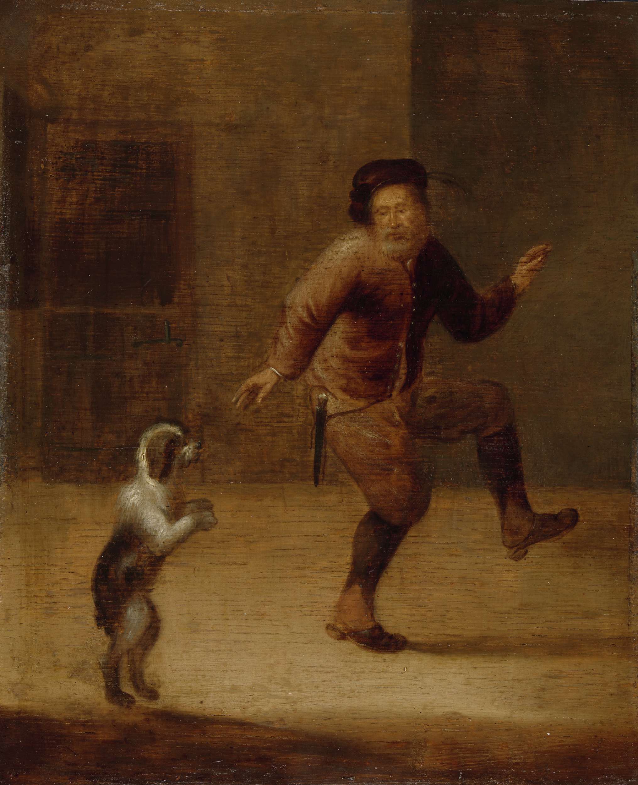2031x2500 A Man Dancing With A Dog. Ca. 1640 - Dancing Dog Painting