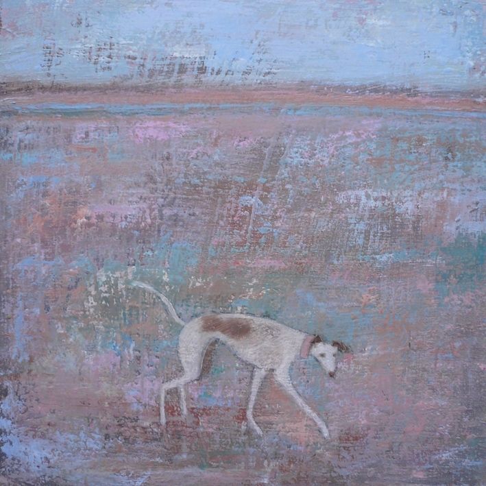 709x709 Anna Wilson Patterson Greyhound Happy Dance Dog Greyhounds - Dancing Dog Painting