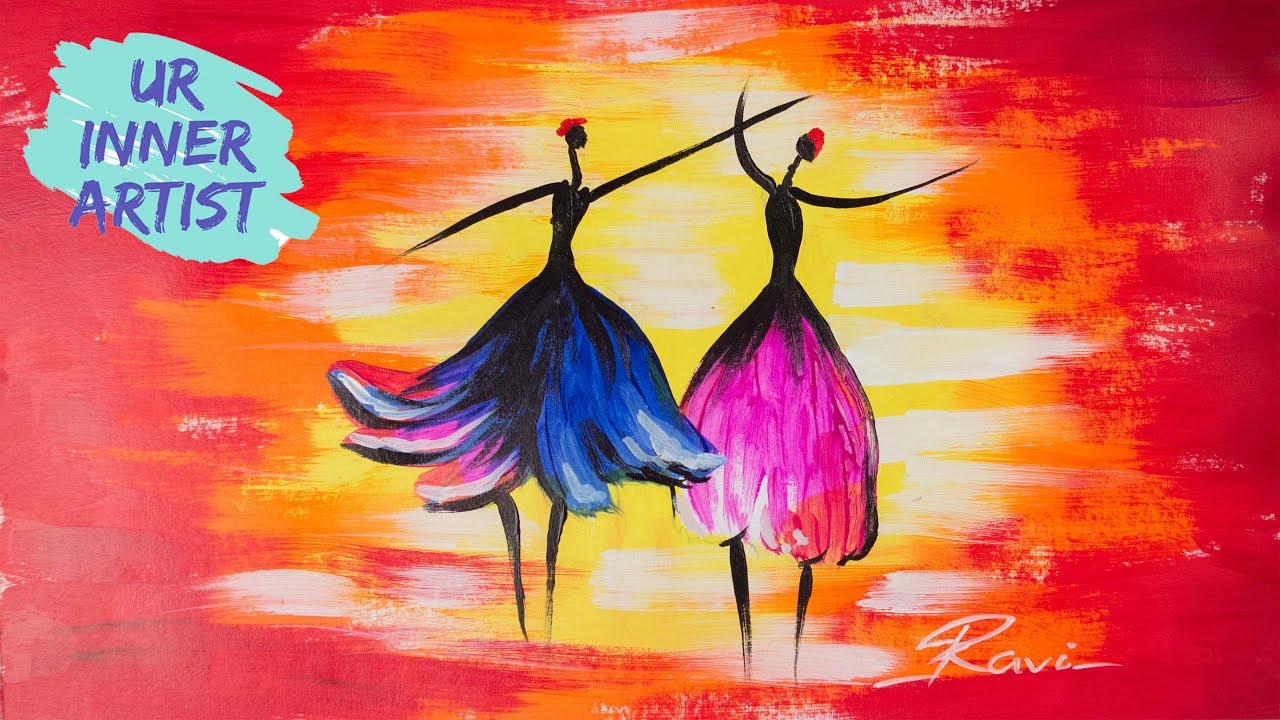 1280x720 Dancing Girl Acrylic Painting - Dancing Girl Painting