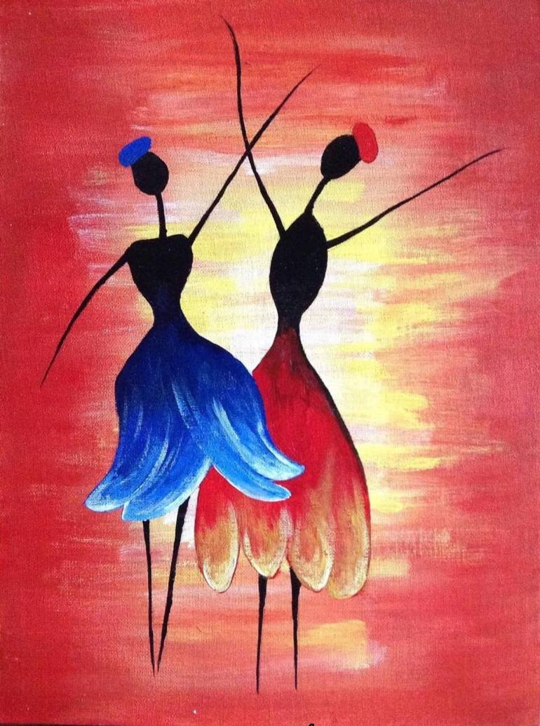 770x1035 Saatchi Art Dancing Girls Canvas Painting By Pranali Mantri - Dancing Girl Painting