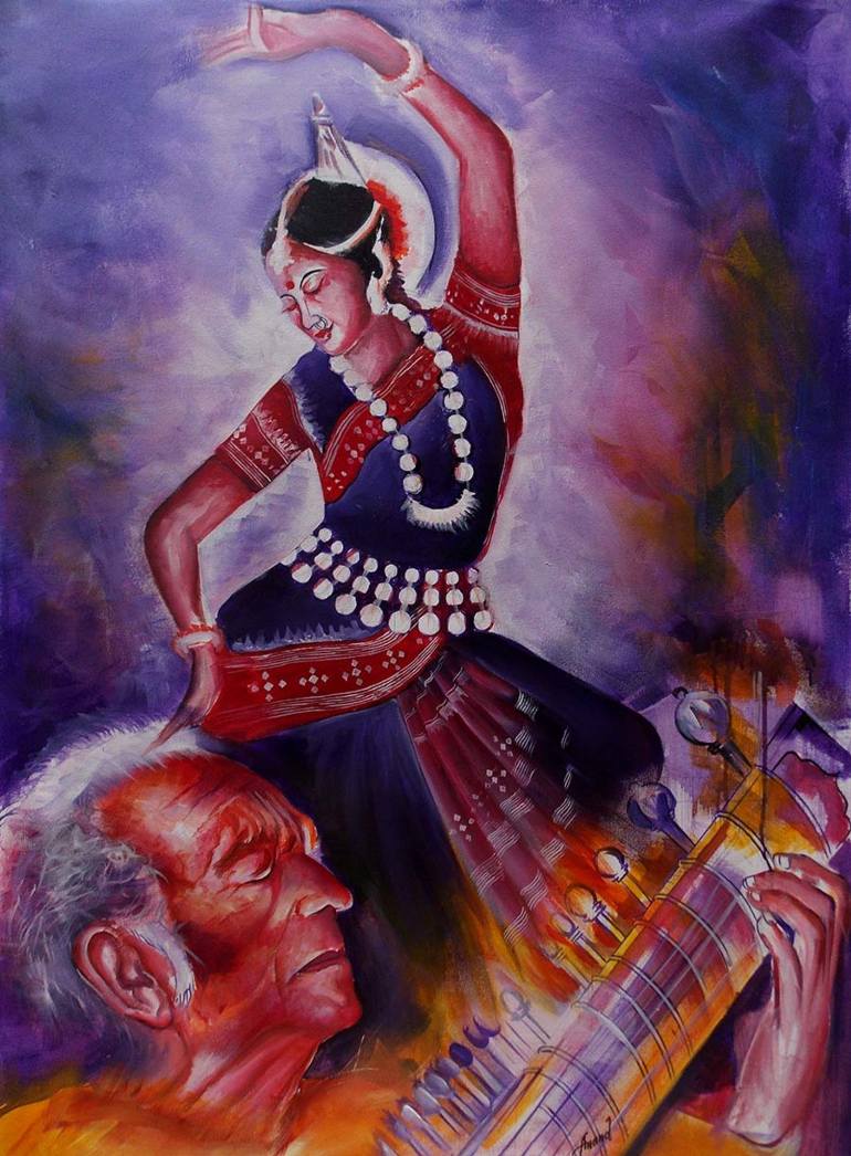 770x1046 Saatchi Art Dancing Girls Painting By Anand Sharma - Dancing Girl Painting