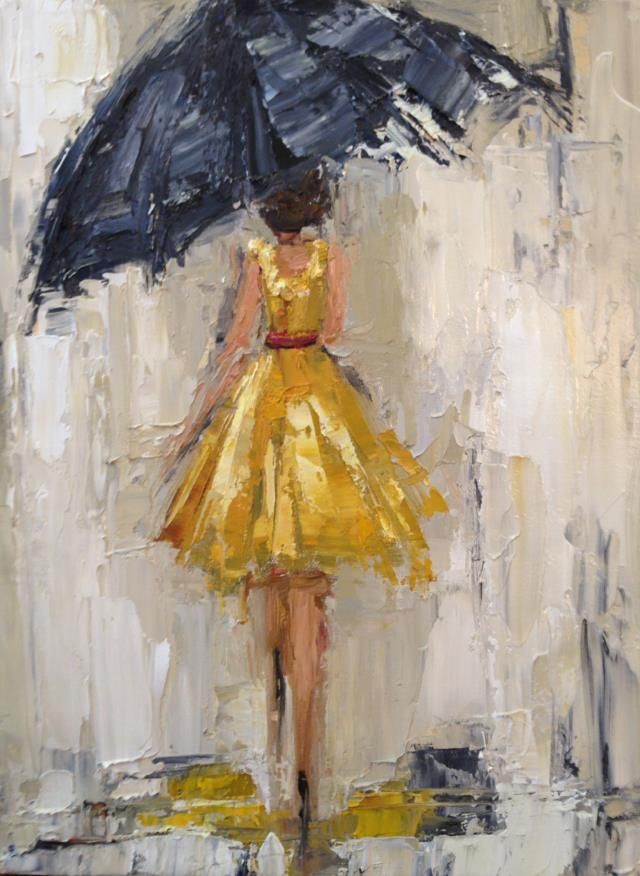 640x876 Dancing In The Rain 1 By Kathryn Trotter 10x14 Painting - Dancing In The Rain Painting