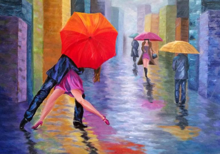 770x539 Saatchi Art Dancing In The Rain Painting By Rosie Sherman - Dancing In The Rain Painting