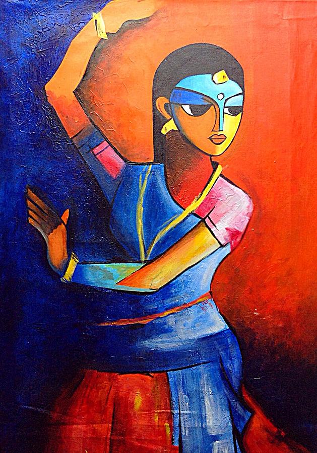 629x900 Dancing Lady Painting By Sheetal Bhonsle - Dancing Lady Painting