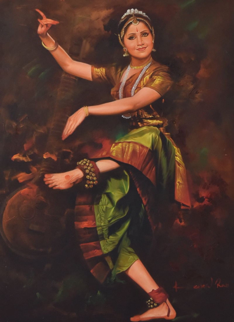 800x1102 Dancing Lady By Artist Kamal Rao Figurative Art Oil Paintings - Dancing Lady Painting