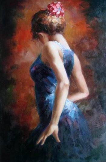 350x535 Spain Dancing Girl Oil Painting Op Cf1 5 - Dancing Lady Painting